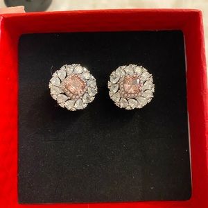 The Raydean cutter pink simulate diamonds 1.2 ct earrings with boxes
